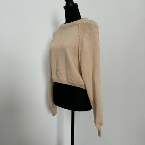 Zara NWT Basic Knit Cropped Sweater Beige - Picture 9 of 13